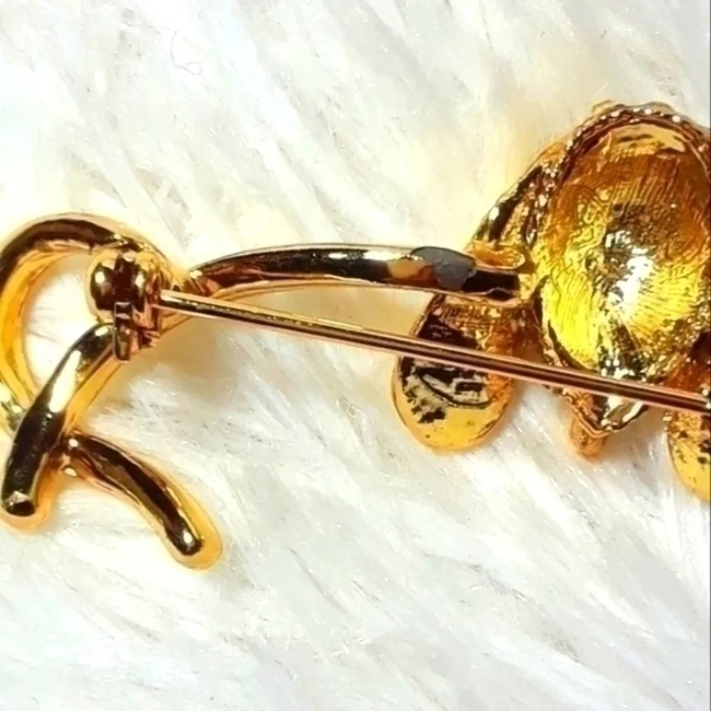 Vintage CZ Jeweled Puppy Dog Brooch Pin